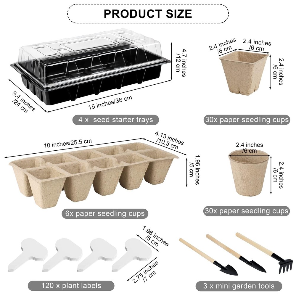 Aodaer 193 Pack Seed Starter Kit Including Seed Starter Tray Peat Pots for Se...