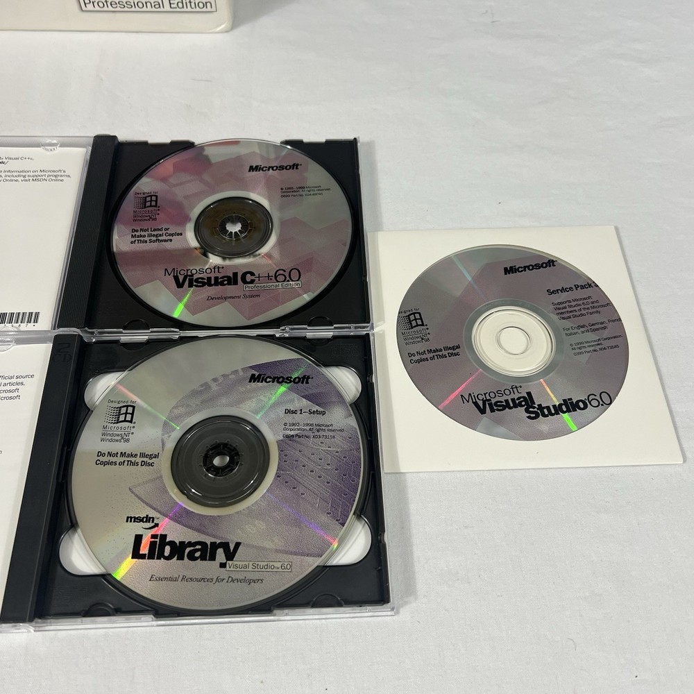 Microsoft Visual C++ 6.0 Professional Edition 048-00318 CLEAN DISC
