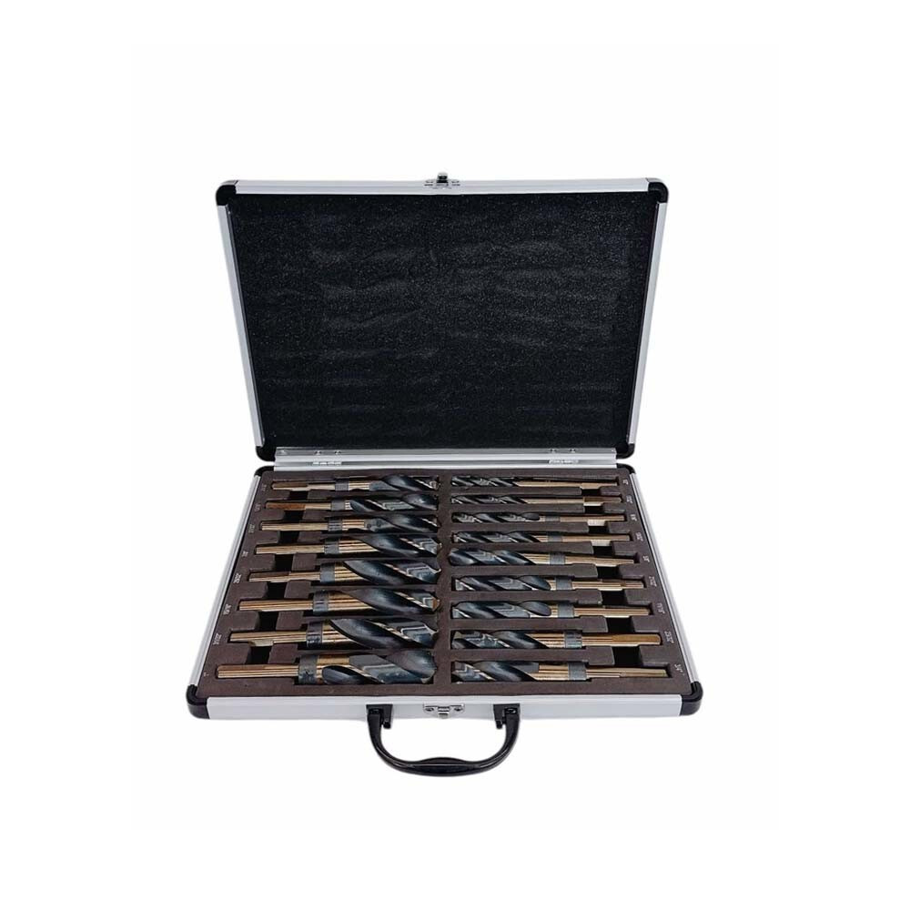 17 Pc HSS Cobalt Silver & Deming Drill Bit Set 1/2'' Reduced Shank