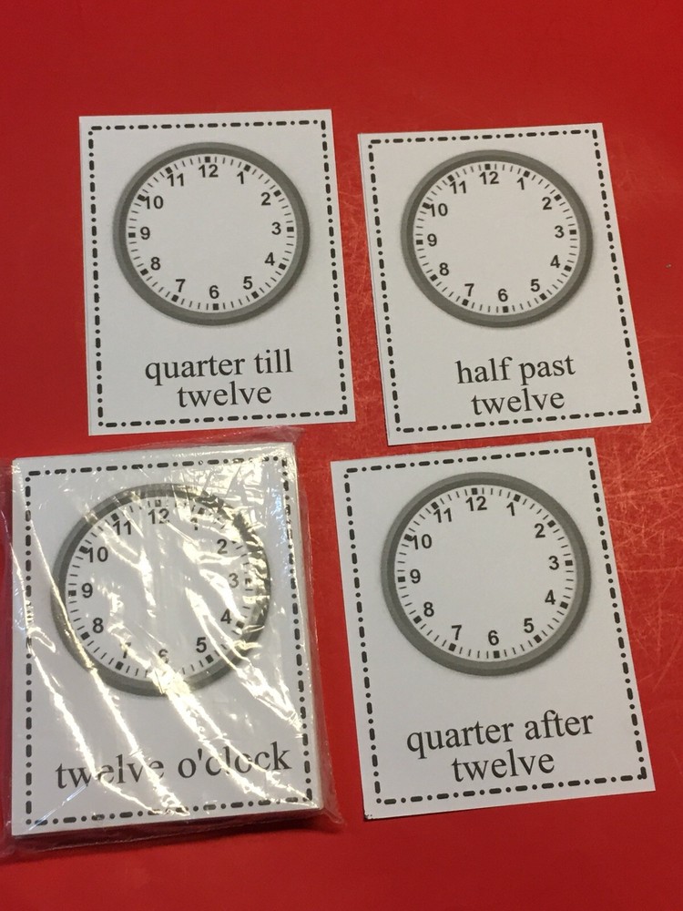 DRY ERASE - LEARN TO READ THE TIME - 48 LAMINATED FLASH CARDS