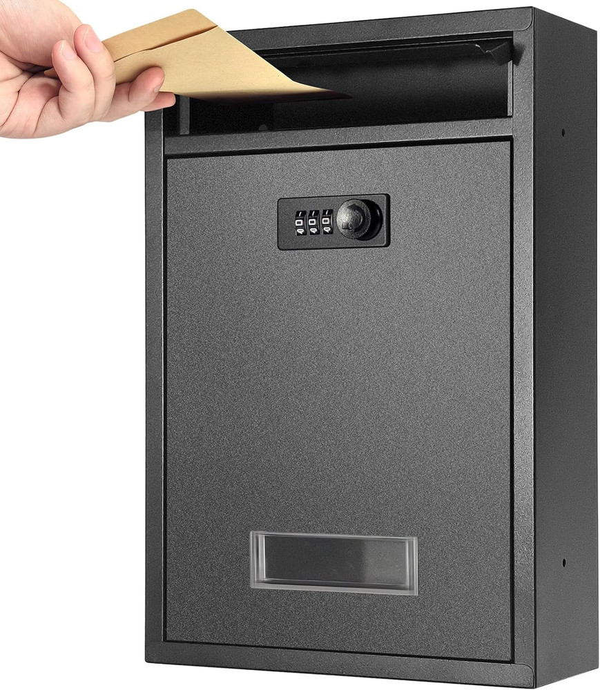 Wall Mount Mailbox, Combination Lock Mail Boxes for Outside, Safe Drop Box with
