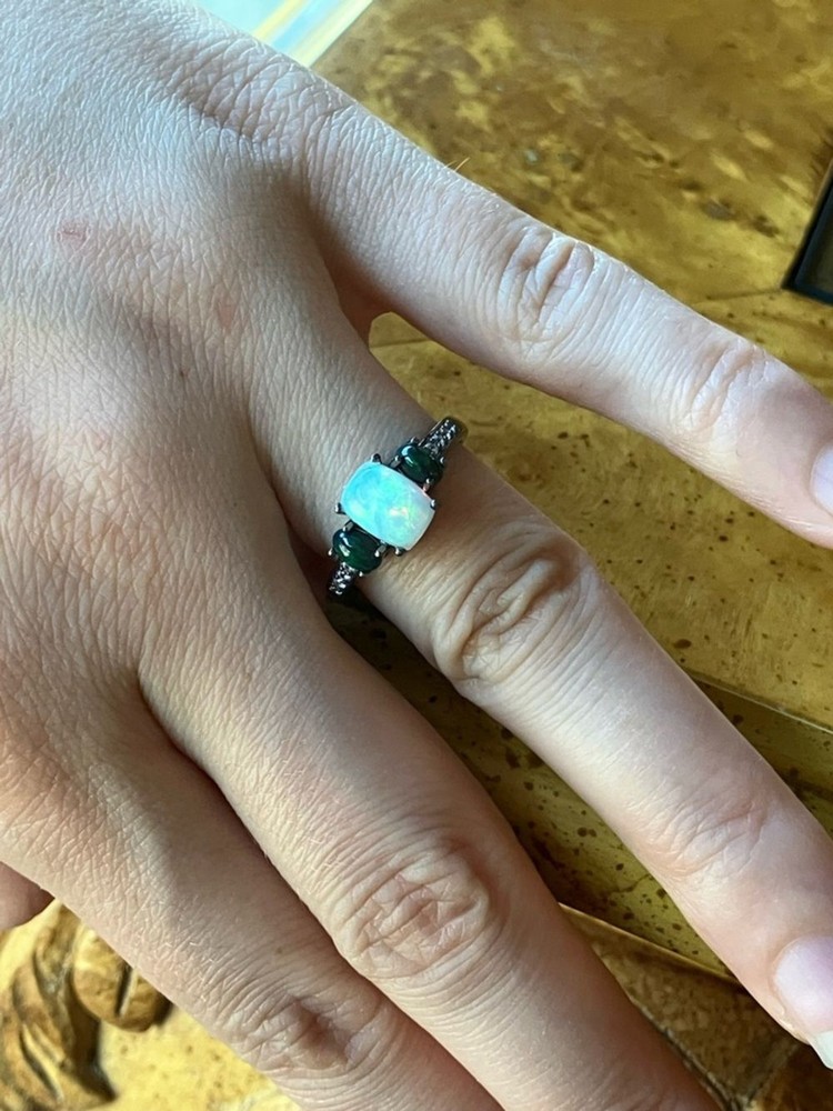 Genuine Ethiopian Opal Sterling Silver Ring Size 8