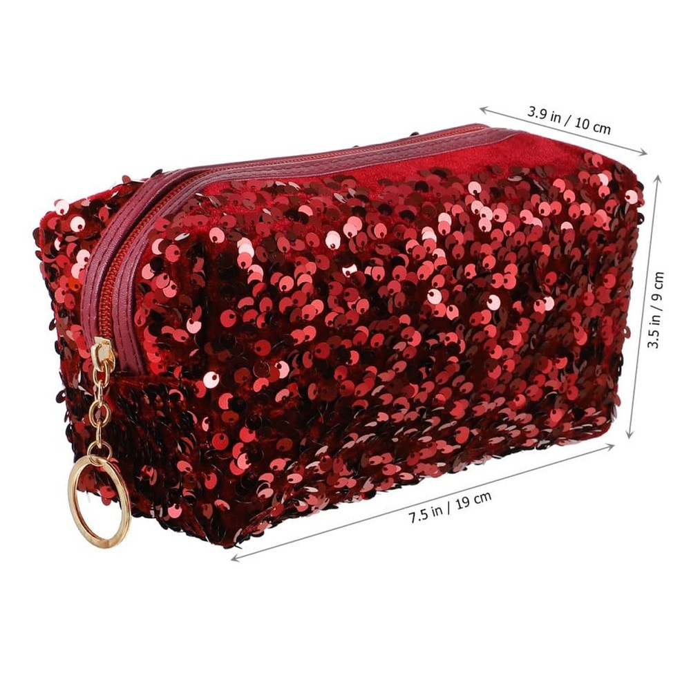 Makeup Sequin Cosmetic Bag, Portable Makeup Organizer with Zipper, Multifunct...