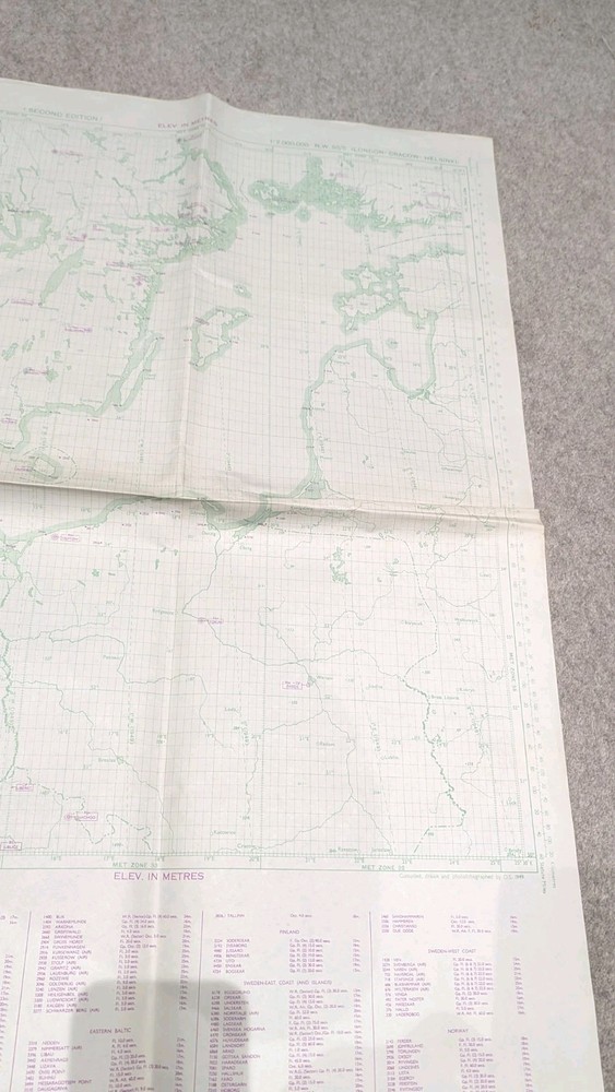 Original War Office Plotting map London-CRACOW-HELSINKI 1949