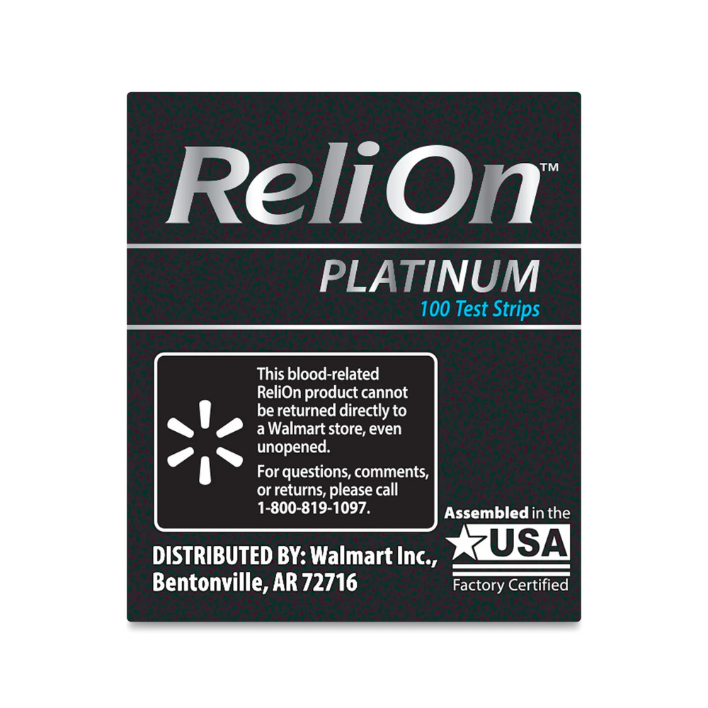 3 Pack ReliOn Platinum Blood Glucose Test Strips 50 Count Diabetes Testing