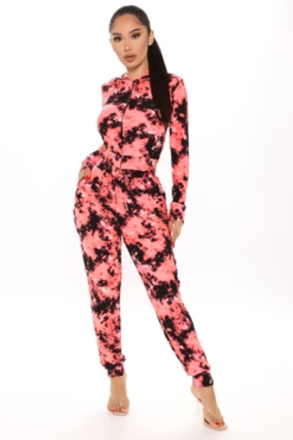 Totally Tie Dye Lounge Set - Coral/combo
