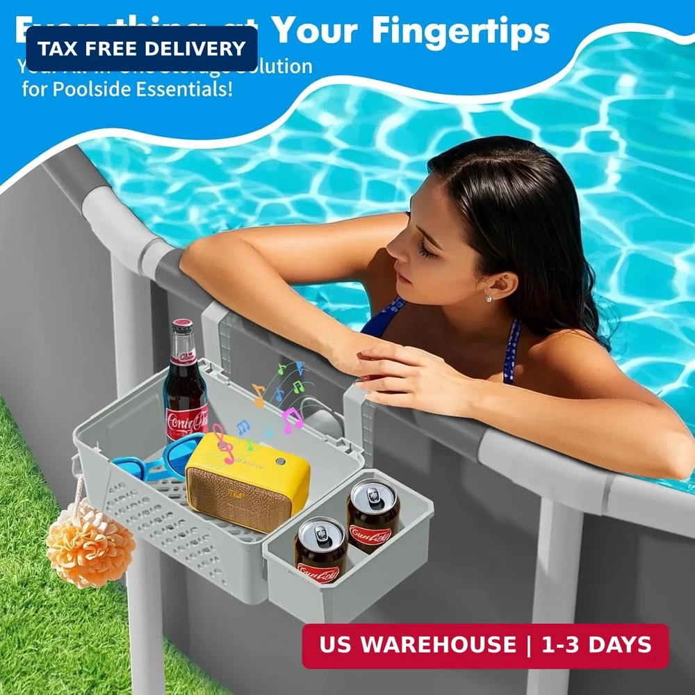 Poolside Storage Basket 2 Pack - Above Ground Pool Accessories, Swimming Pool St
