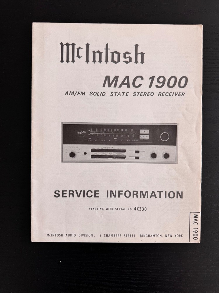 MCINTOSH 15 VARIOUS RECEIVERS MANUALS