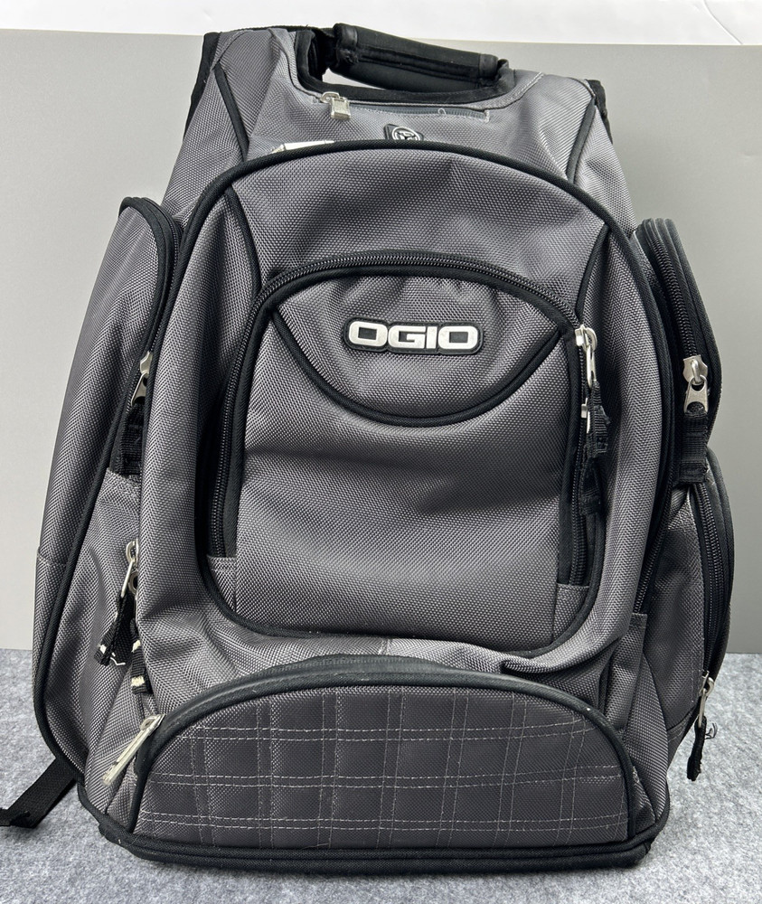 Ogio Utilitarian Gray Large Laptop Backpack Work Travel Multiple Compartments