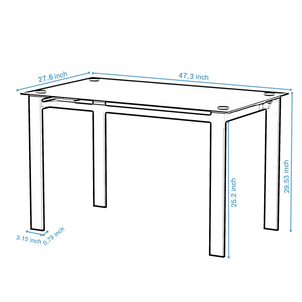 5 Piece Modern Table living Room Black Kitchen Table Rectangular Dining Tables