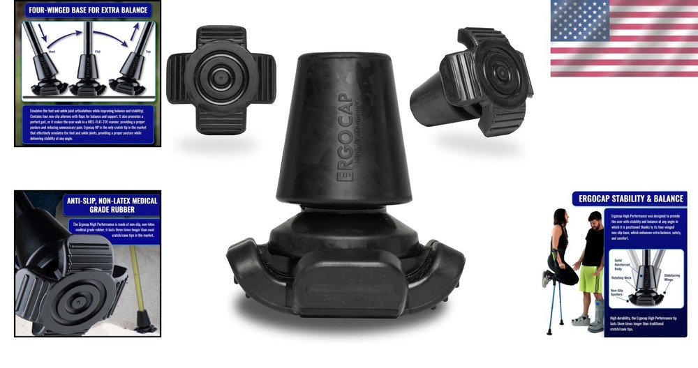 Universal 4-Point Crutch Rubber Tip with Shock Absorbing for Enhanced Stability