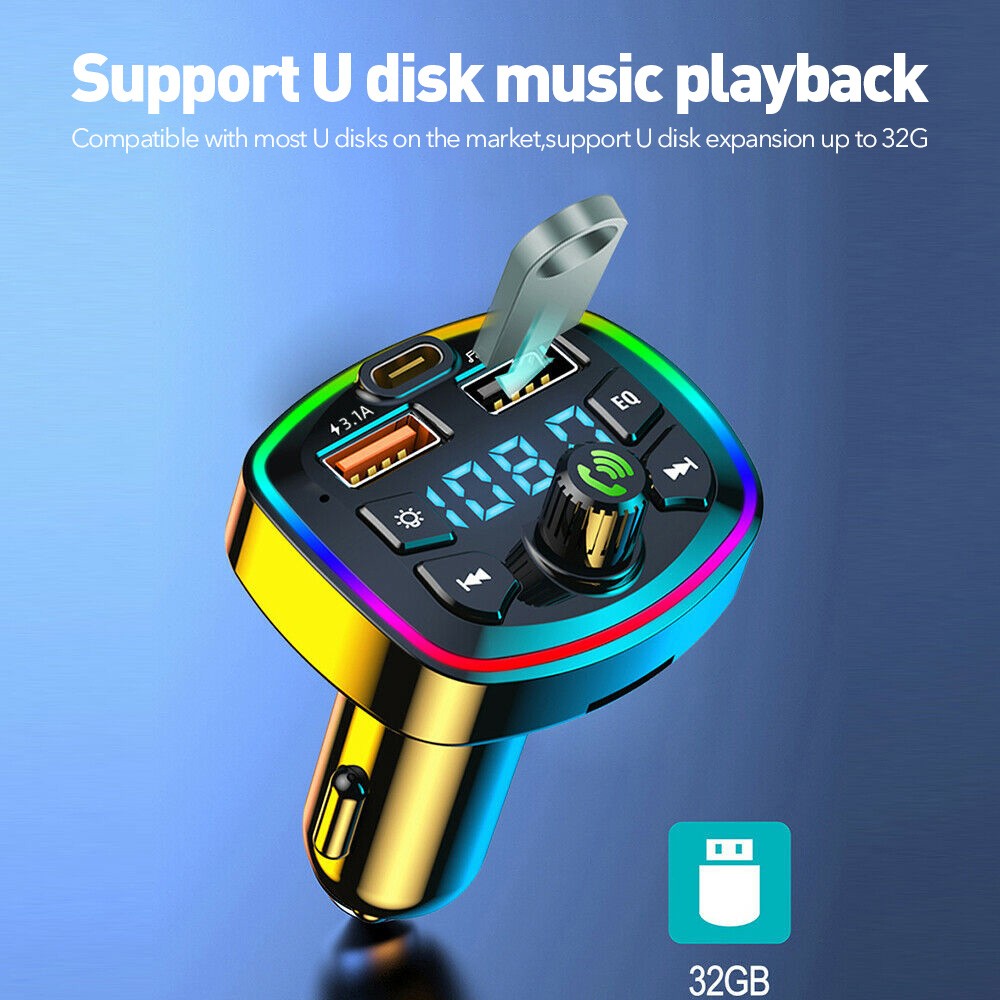 Car Wireless Bluetooth FM Transmitter MP3 Player PD 18W USB Car Charger Adapter