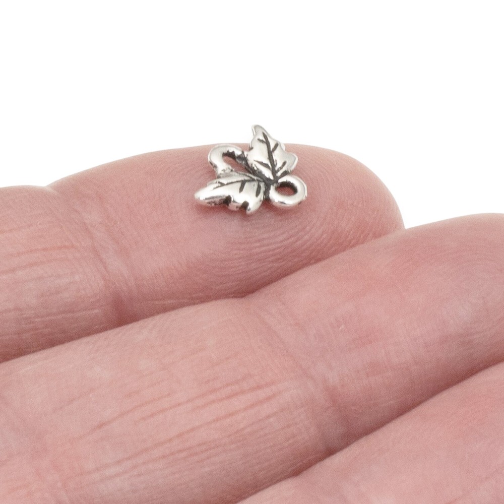 10 Silver Leaf Links, TierraCast Tiny Leaf Connectors for Handmade Jewelry