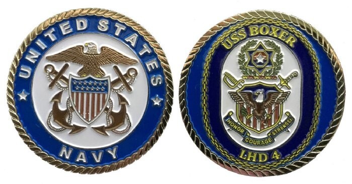 USS Boxer LHD 4 Officer Challenge Coin