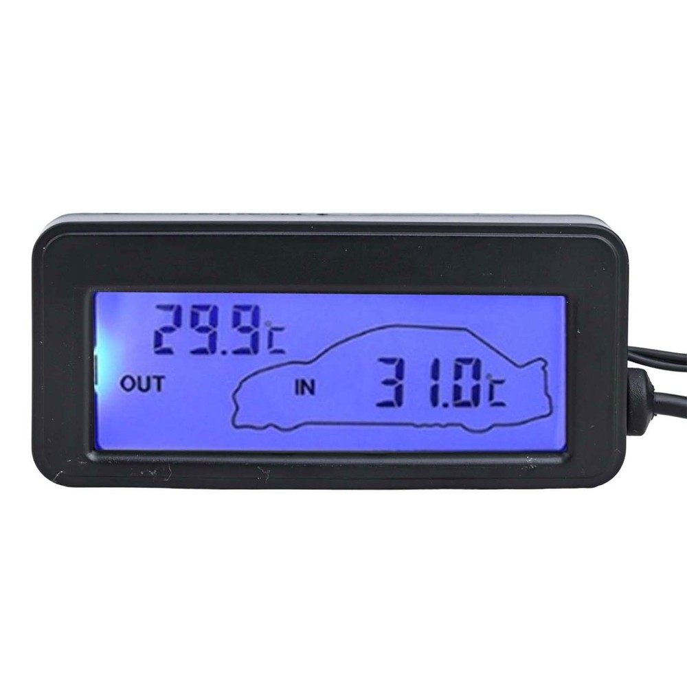 Sleek Black Case Digital Car Thermometer for Internal External Use at 12V