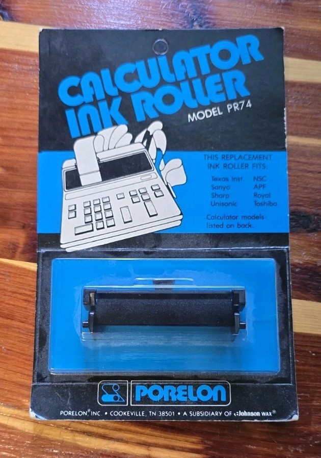 Porelon Calculator Ink Roller Model PR74 Calculator Replacement Ink Roller NOS
