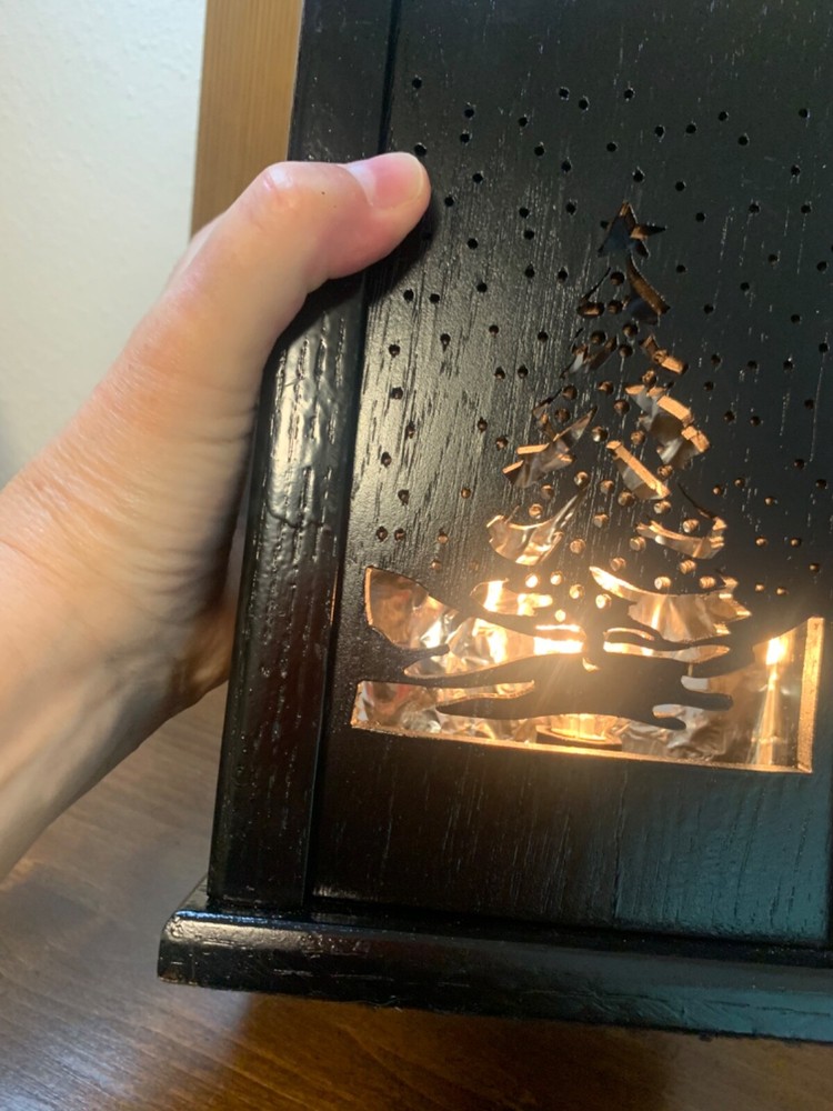 HANDCRAFTED SEASONAL BLACK PAINTED TABLE NIGHT LIGHT