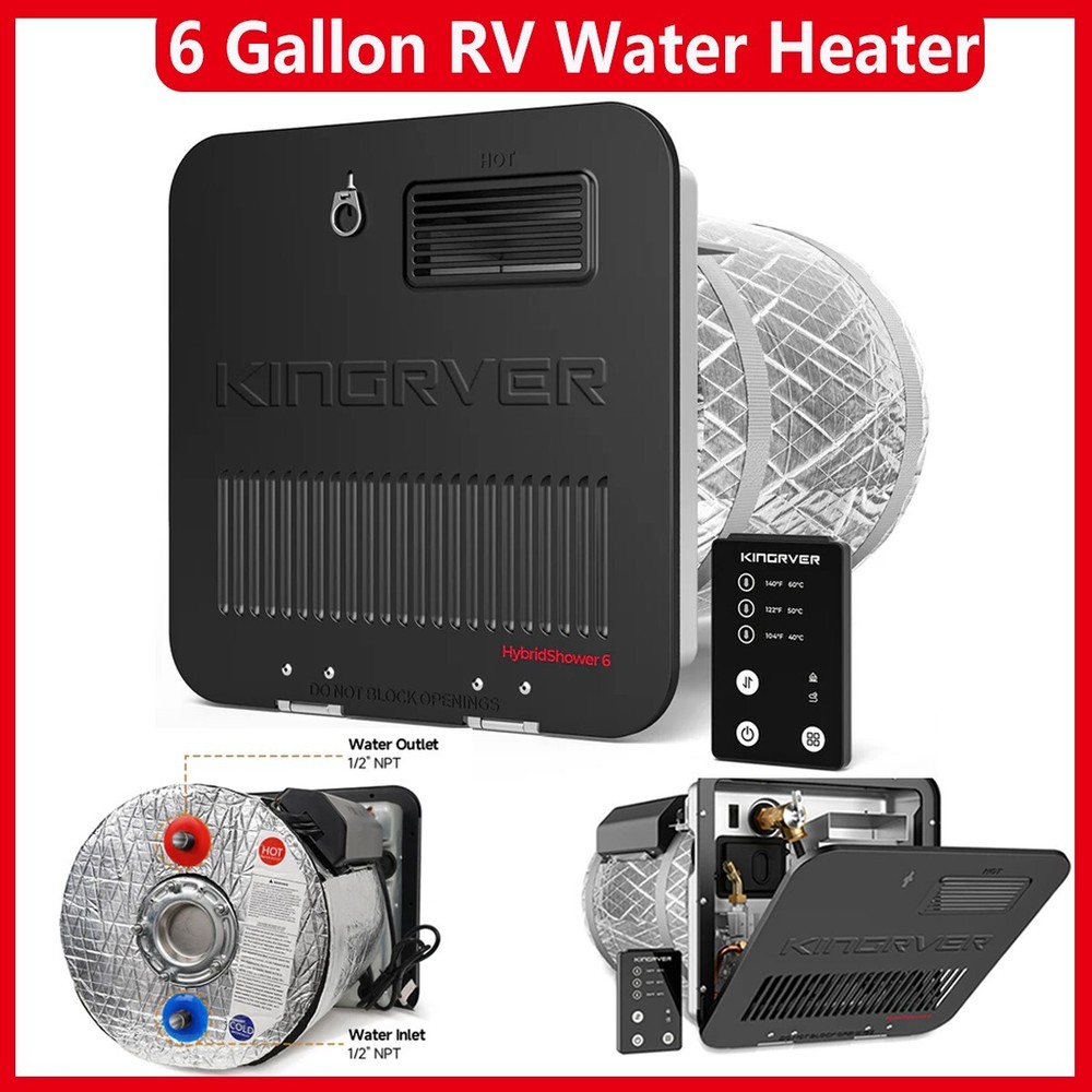 6 Gallon RV Tank Water Heater Gas+Electric 12,000BTU With DSI For Suburban