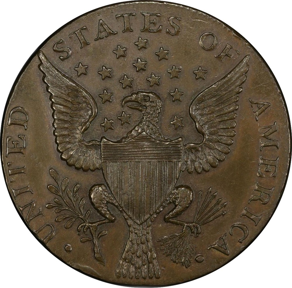 1792 WASH GETZ, SM EAGLE CENT PCGS MS 62 BN