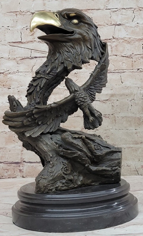 Hot Cast Bronze Eagle Head by Milo: Handcrafted Statue, Fine Artwork Decor