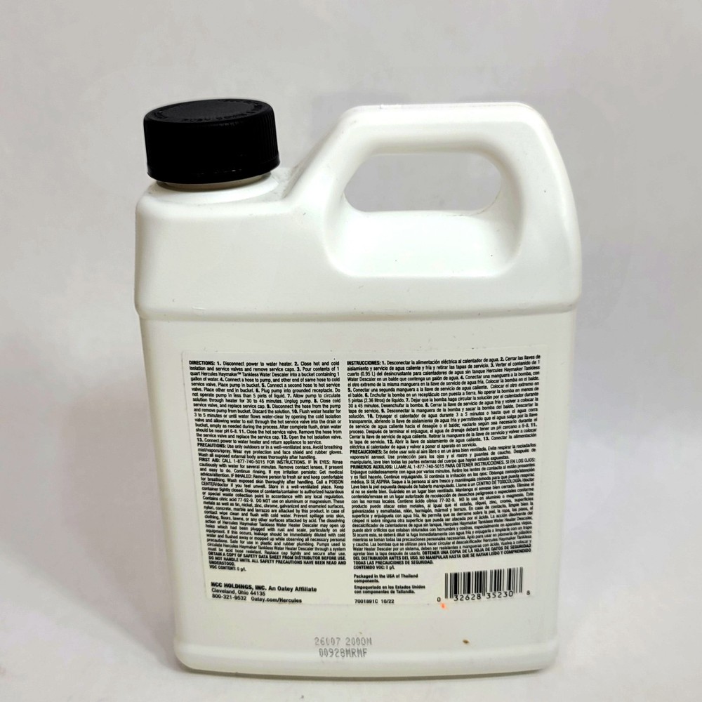 Haymaker Tankless Water Heater Descaler 32 fl. oz. 946ml Hercules 35230