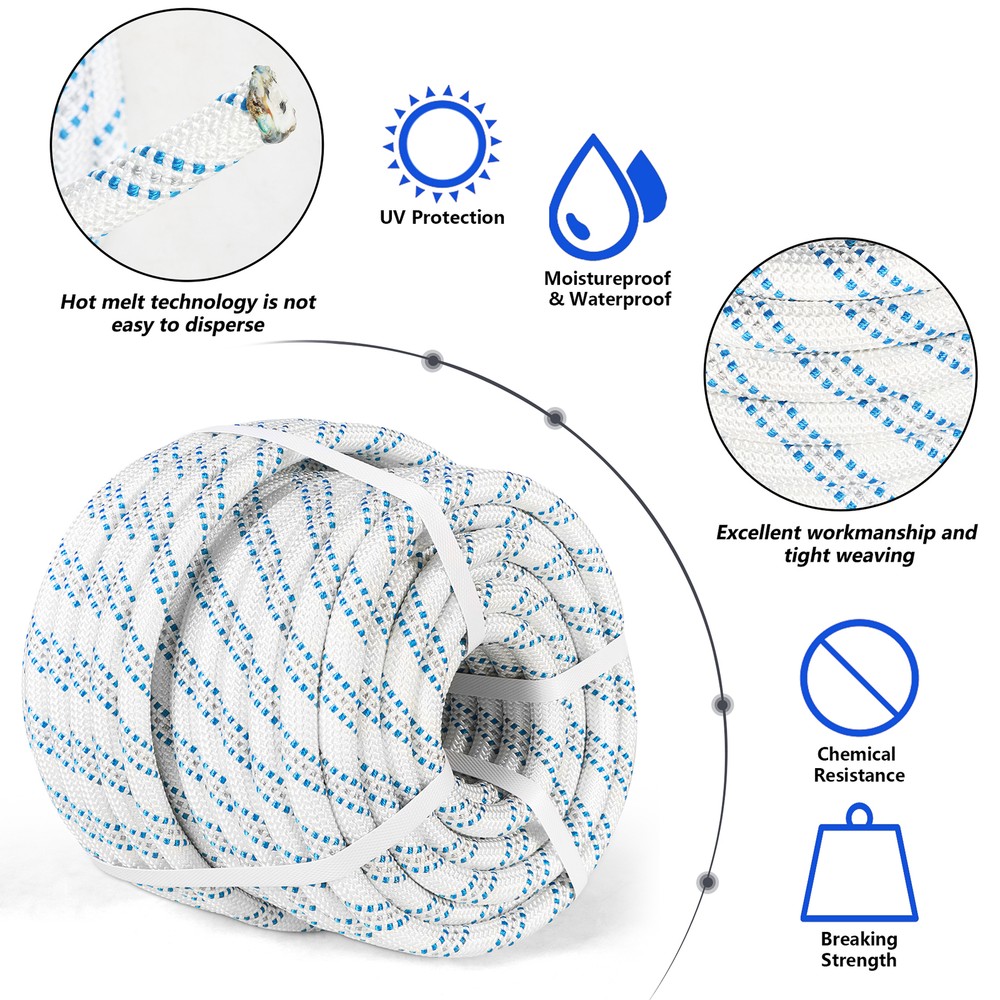 Nylon Double Braid Polyester Arborist Bull Rope Pulling Rigging Line 5/8" × 150'