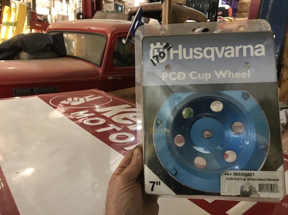 Husqvarna 7” PCD cup wheel fast coating removal