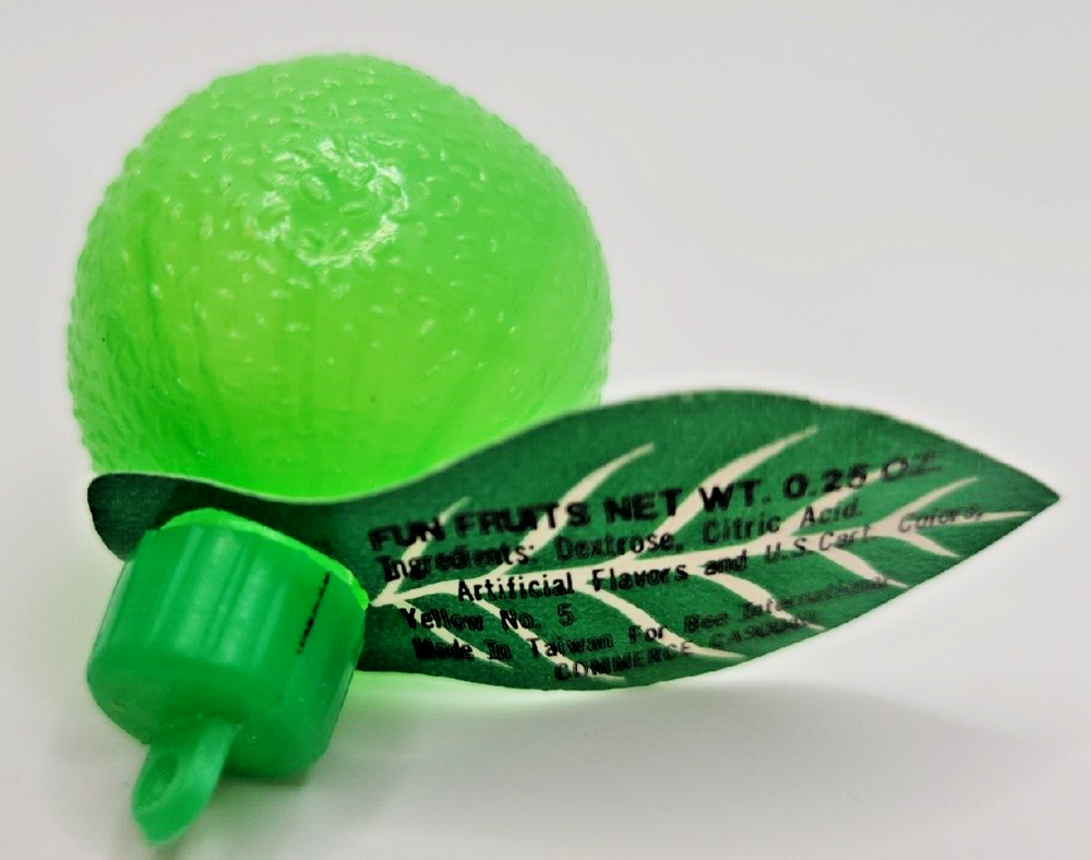 Vintage 1970s Lime Empty Fun Fruits Candy Fruit Plastic Candy Container PB79