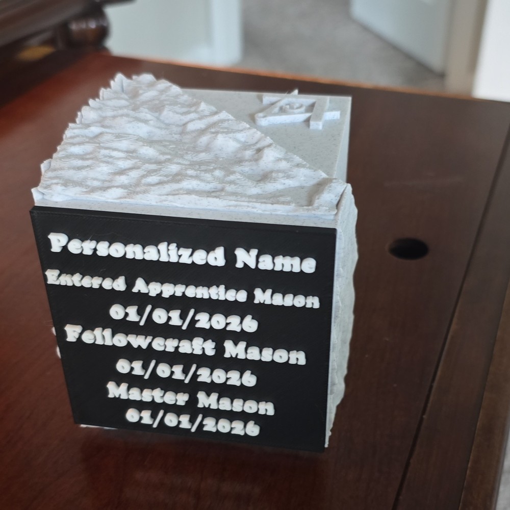 3d printed Masonic Ashlar with or without personalized backing