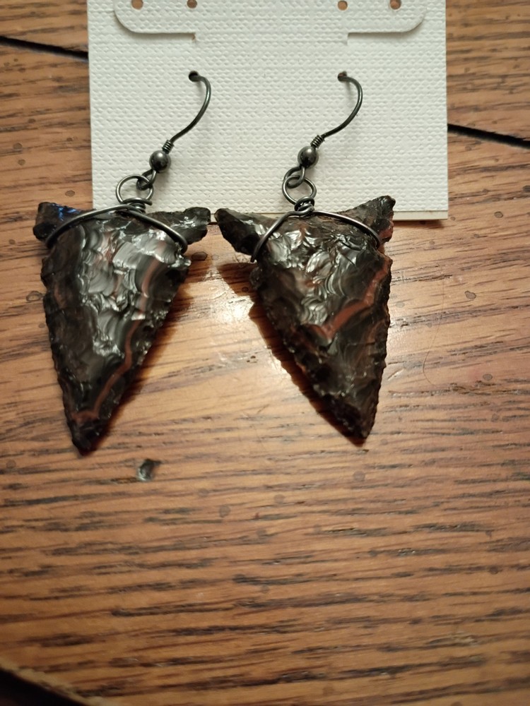 Flow Obsidian Native American Earrings