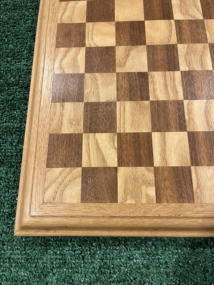 Vintage Hand Made Solid Oak Chess-Checker Board