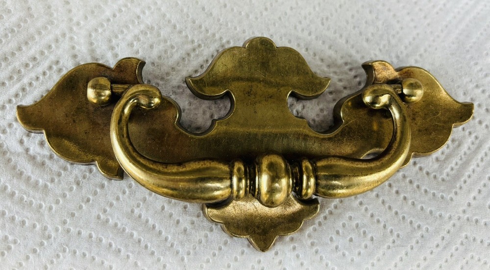 BIG Antique Hardware Vintage Brass Chippendale Drawer Pull 4.25” centers