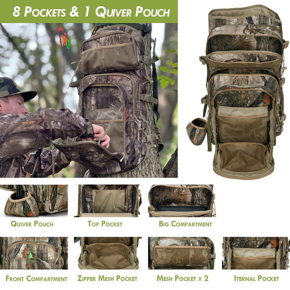 Bow Hunting Backpack for Men, Saddle Camo backpack with Bow Holder, Compound ...