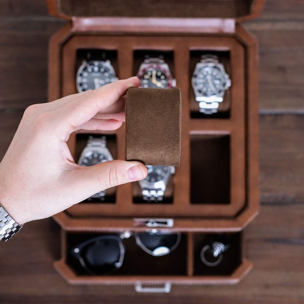 Modern Leather Watch Display Case - Drawer Organizer