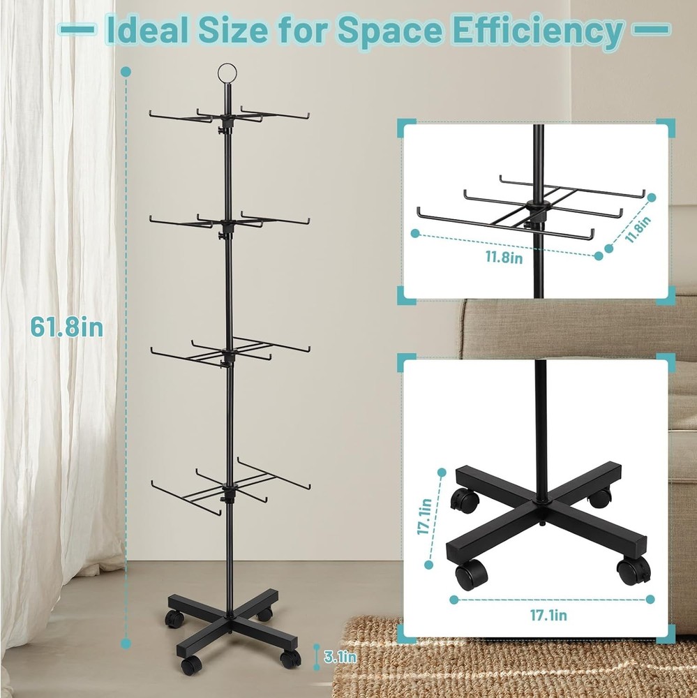 Retail Display Stand Rotating 4 Tier Spinning Black