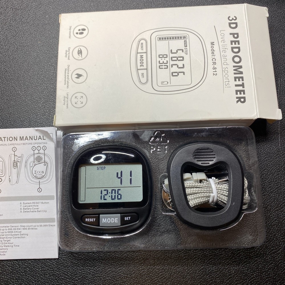 3D Pedometer Step Counter for Walking and Miles, Simple Step Tracker with Large