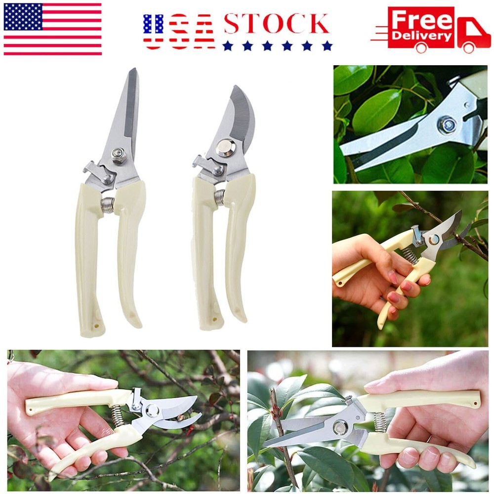 2 Pack Garden Pruning Shears Set Bypass Pruner Straight Blade Scissors USA