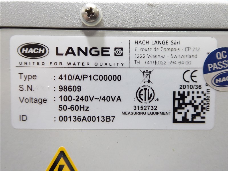 USED Hach 410/A/P1C00000 Orbisphere Panel Mount Oxygen EC Analyzer