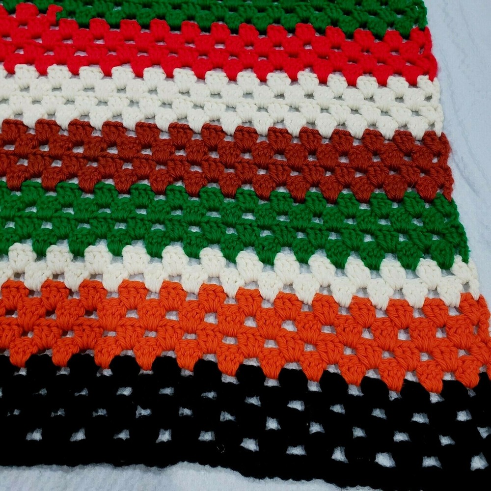 Handmade Throw Multicolor Striped Aghan Soft Crochet Blanket 32" x 56"