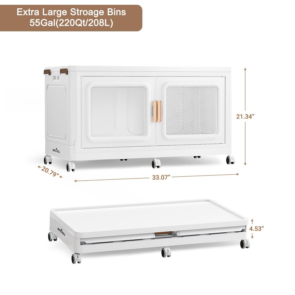 55Gal Extra Large Storage Bins with Lids, 220Qt Plastic Stackable Storage Box