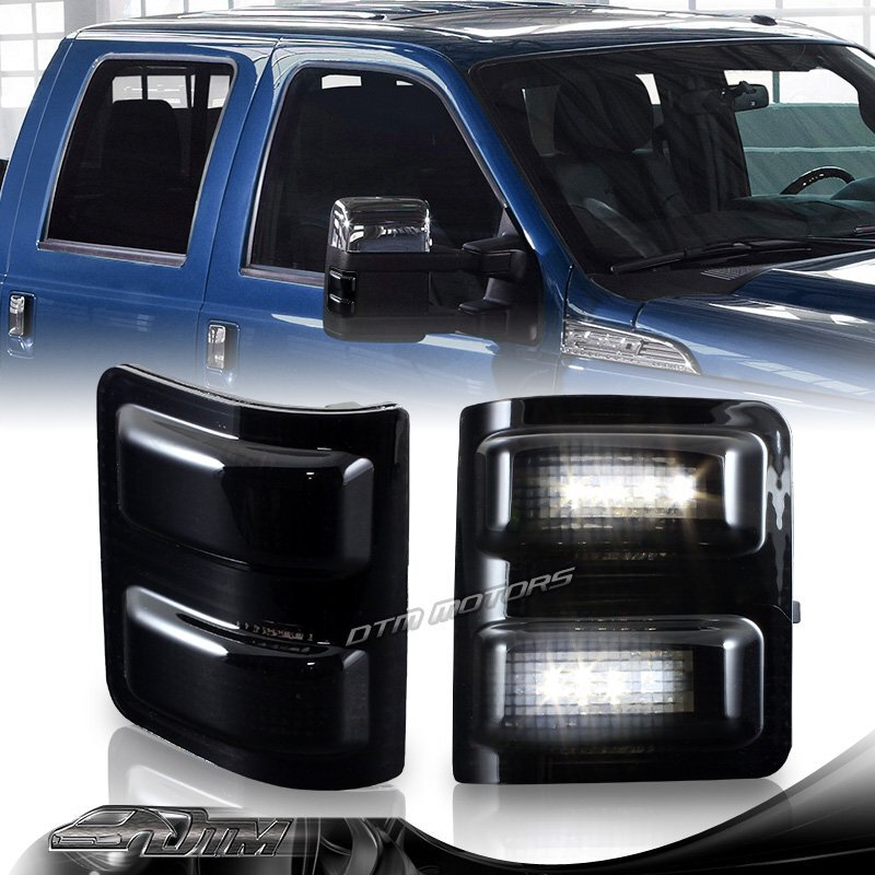 Smoke Side Mirror White LED Signal Light For 2008-2016 Ford F250 F350 Super Duty