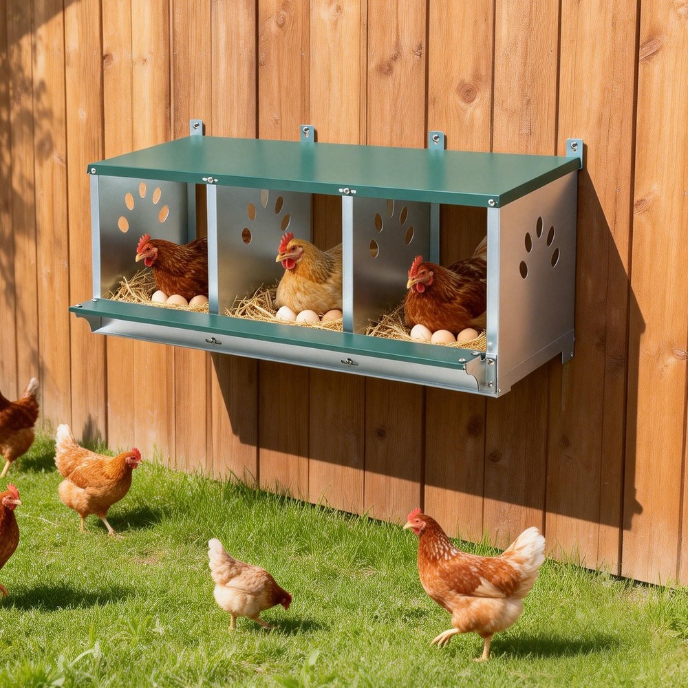 EAGLE PEAK 3-Hole Wall Mounted Chicken Nesting Box Laying Box for Chicken Coops