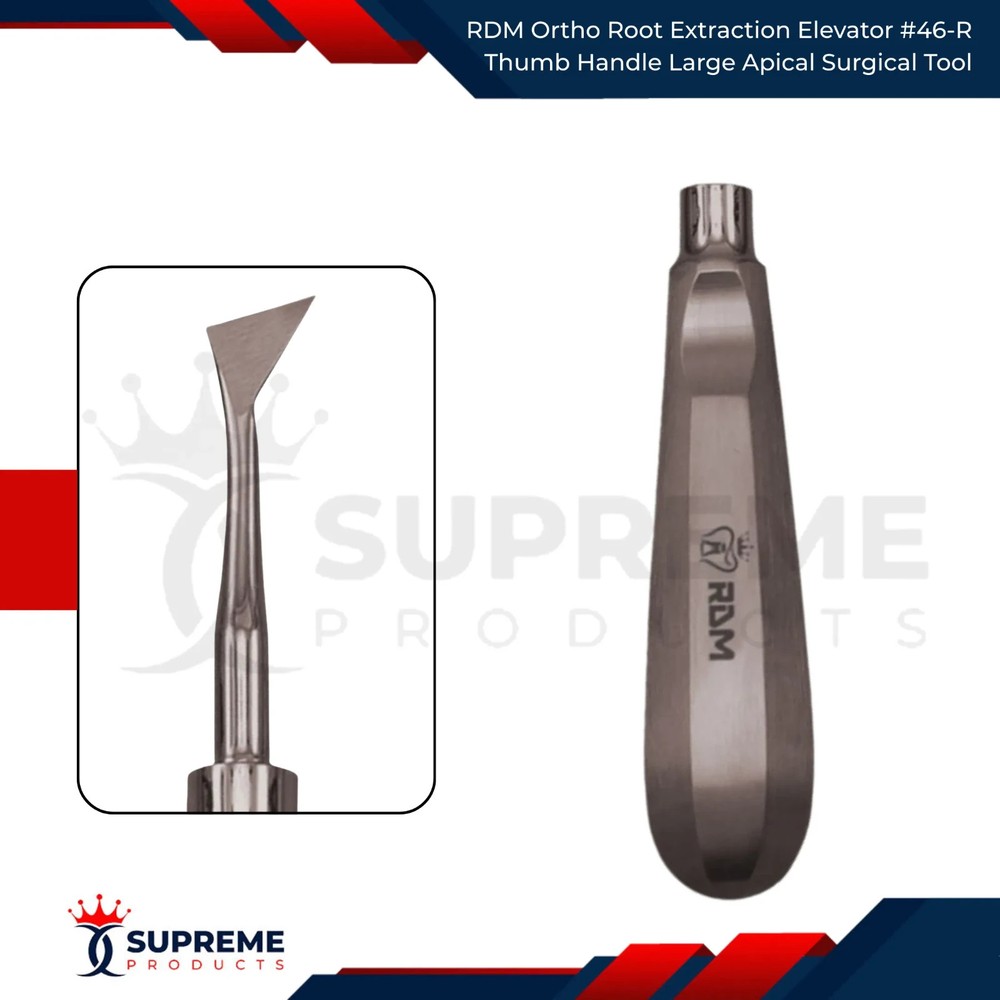 RDM Ortho Root Extraction Elevator#46L-R Thumb Handle Large Apical Surgical Tool