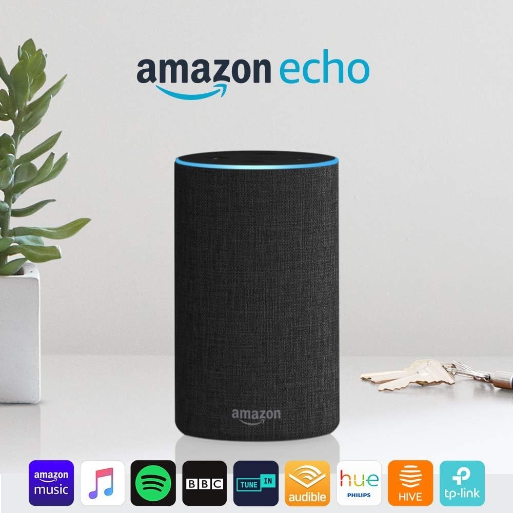 Amazon Echo 2nd Generation Smart Assistant Speaker With Alexa Charcoal Fabric