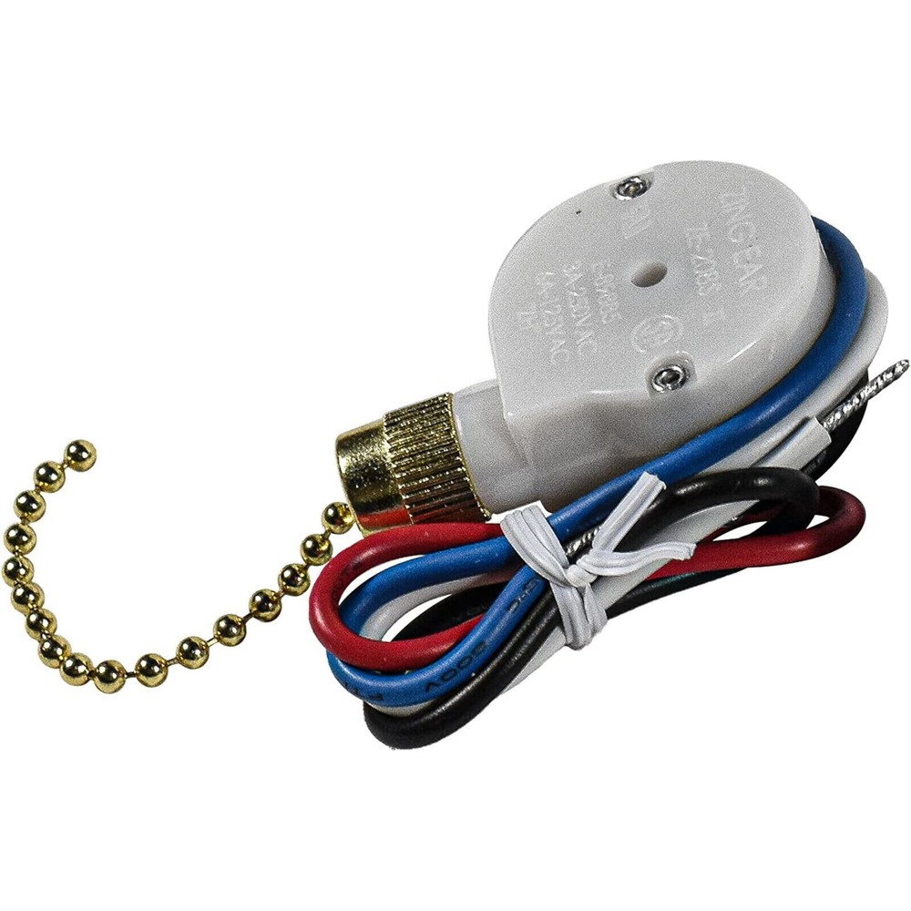 Ceiling Fan Switch for Zing Ear ZE-208s E89885 3-Speed 4-Wire Pull Chain Light