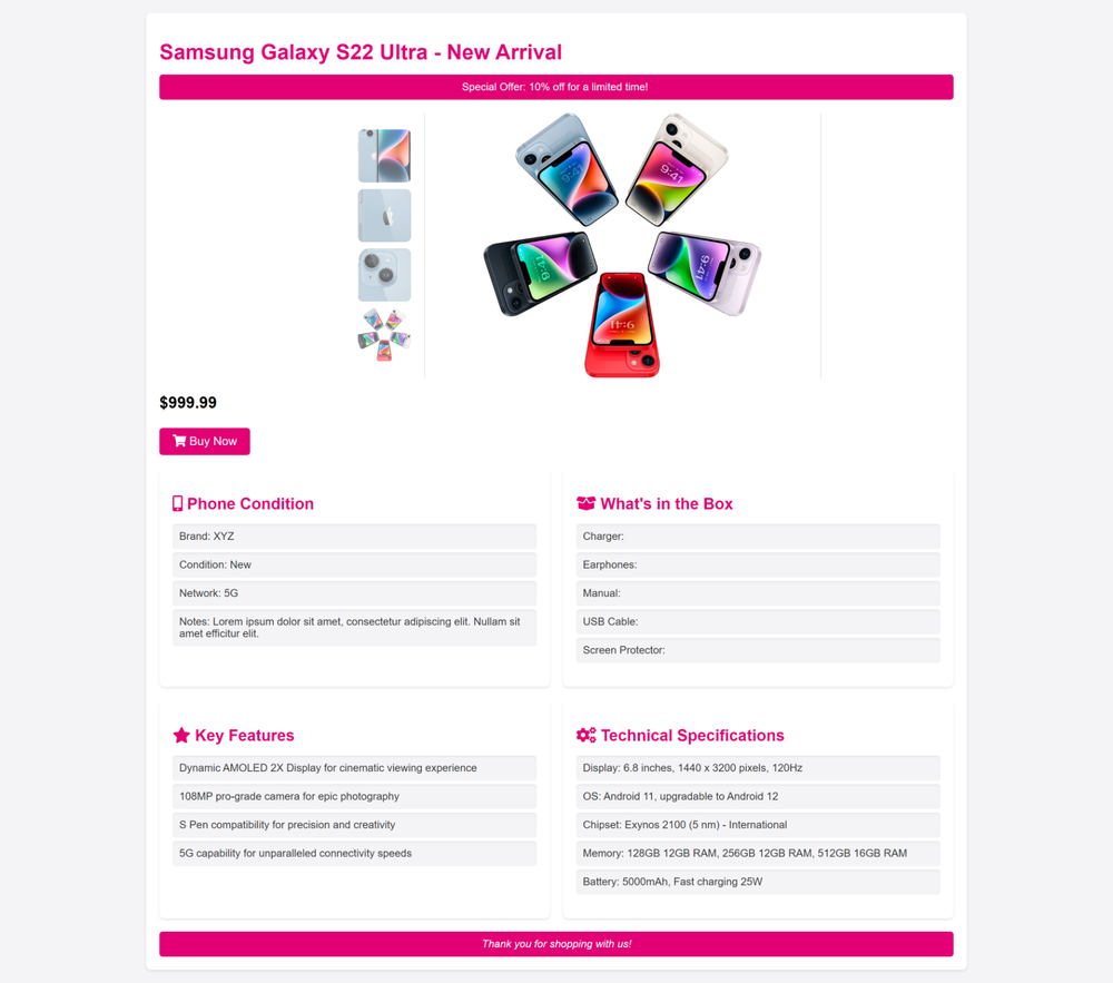 Ebay Professional Custom Listing Template | Cellphone Product Listings