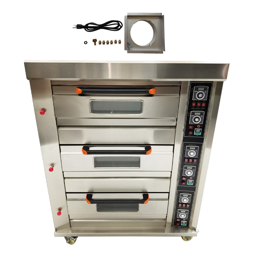 3-Layer 6 Baking Sheets Triple Pizza Oven Independently Control Temperature