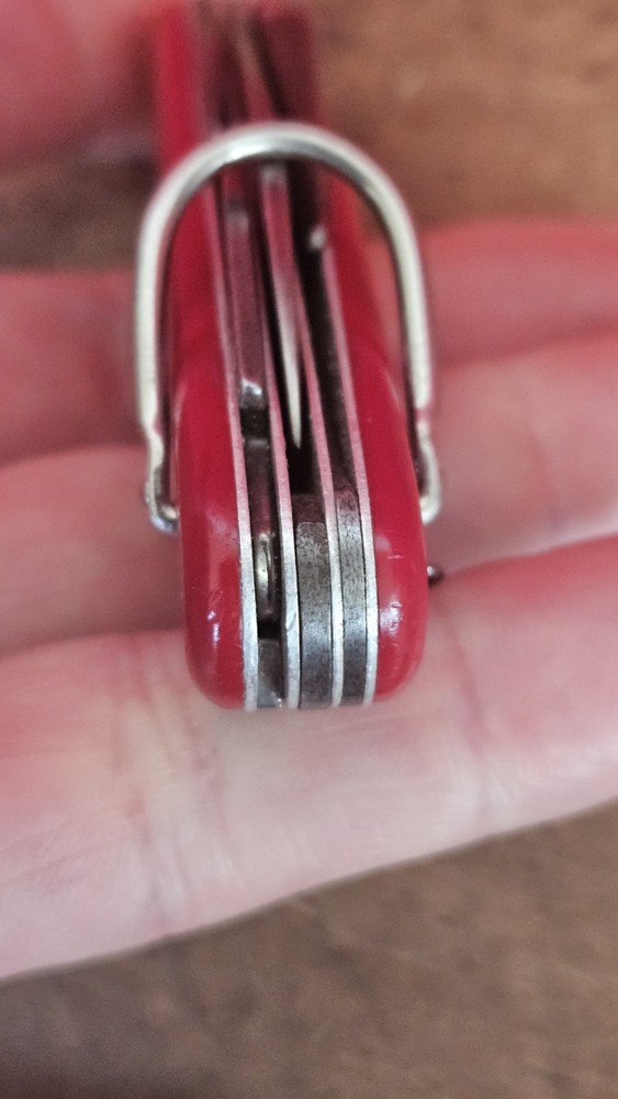 Colonial Multi Tool 1 Blade Red Handle Folding Pocket Knife Prov. USA