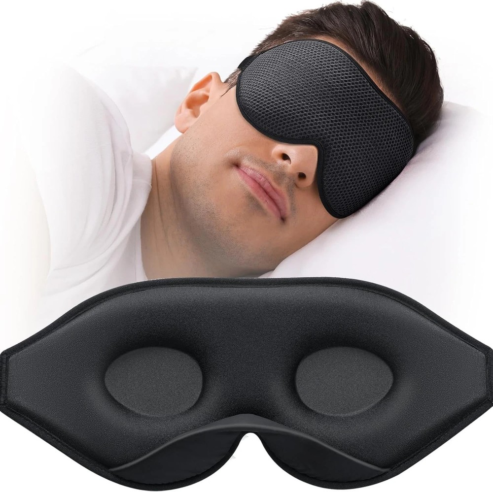 MABAO Sleep Mask for Side Sleeper, Eye Sleeping Women Men, 3D Black