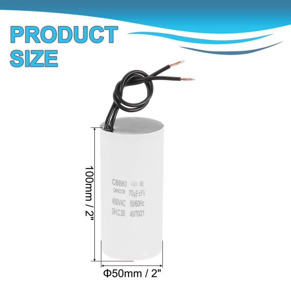 70uF CBB60 Running Capacitor, Run Capacitor,White